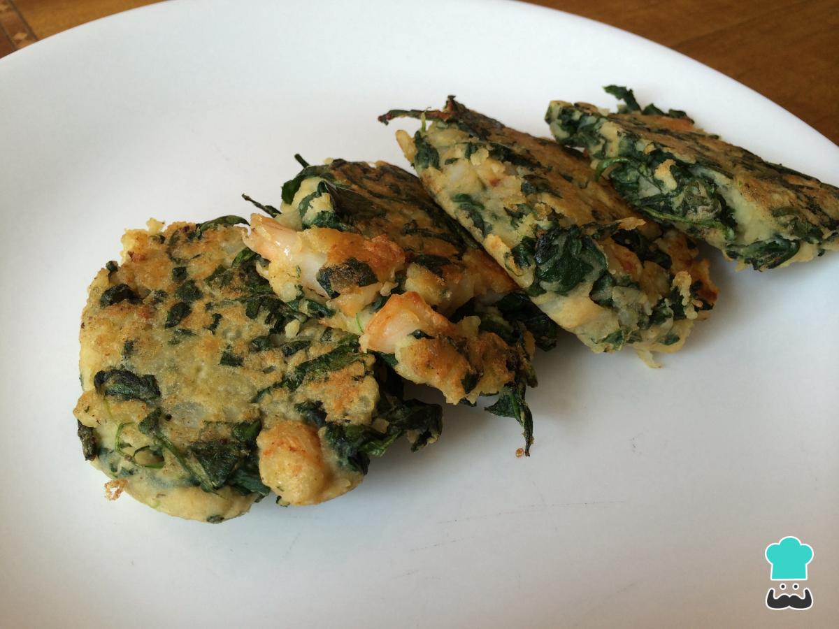 Receta de Tortitas de espinaca y gambas