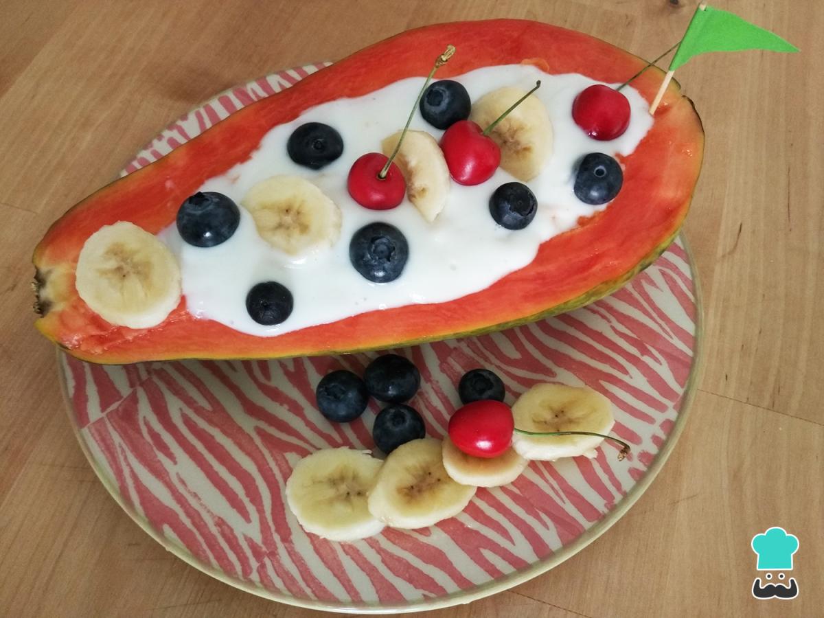 Receta de Postre de papaya y yogur