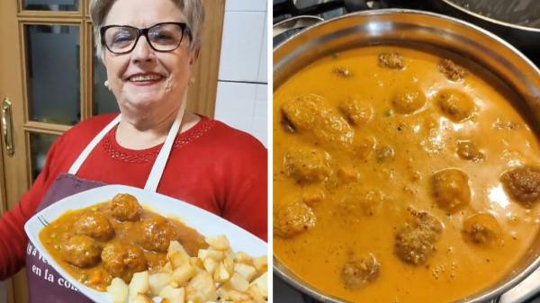 Adora, abuela cocinera, desvela el secreto de sus albóndigas: “A la masa le pongo pan de molde y la salsa lleva almendras, cúrcuma y un poquito de vino blanco” - La salsa de almendra que convierte unas albóndigas caseras en un plato espectacular