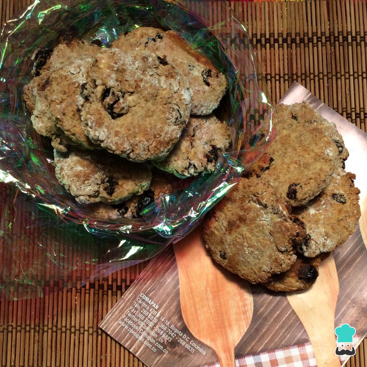 Receta de Galletas de avena y pasas veganas