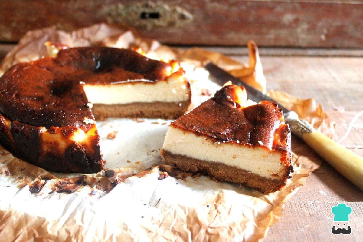 Receta de Tarta de queso al horno con base de galleta