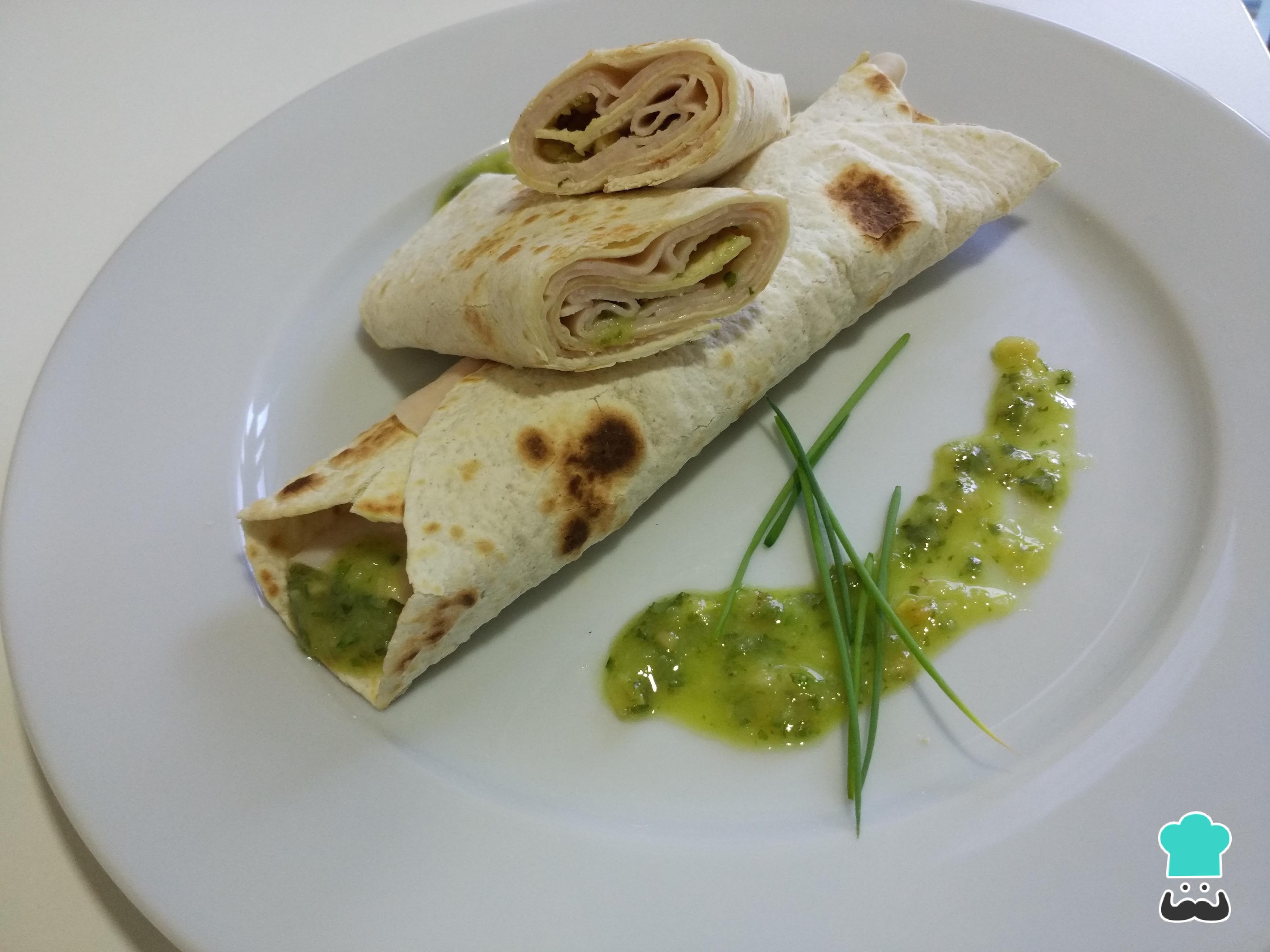 Wrap de pesto y pavo