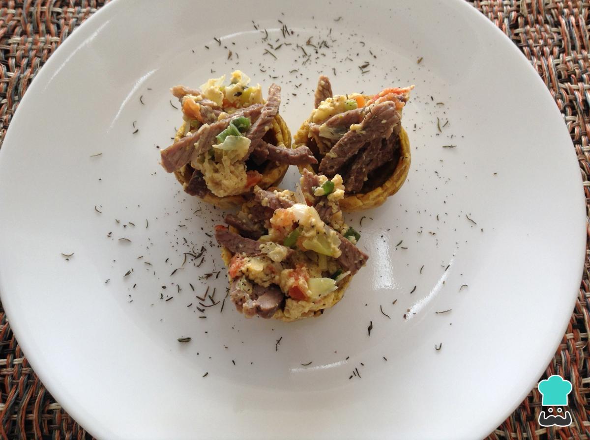 Receta de Cestas de plátano rellenas con carne
