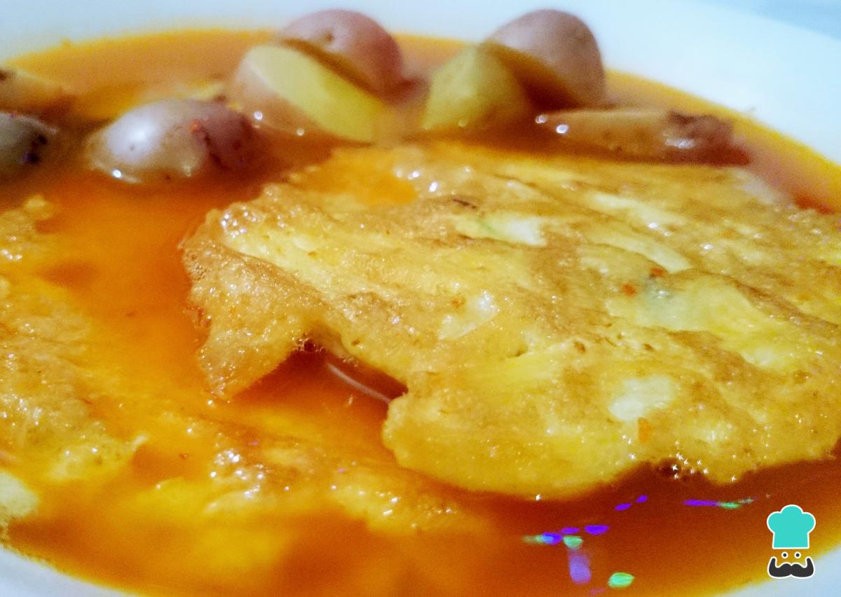 Receta de Tortitas de pollo en caldillo con papas cambray