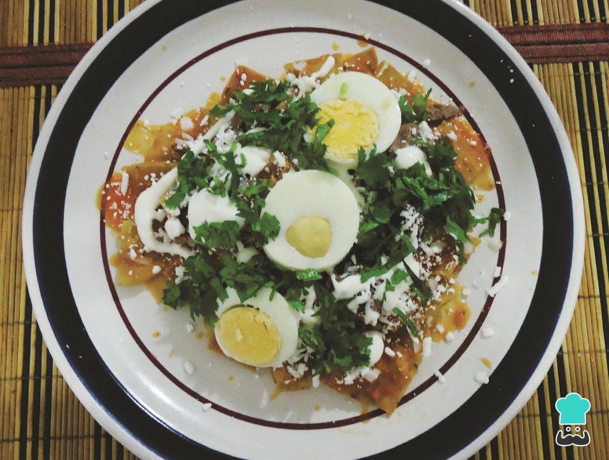 Receta de Chilaquiles con carne de res