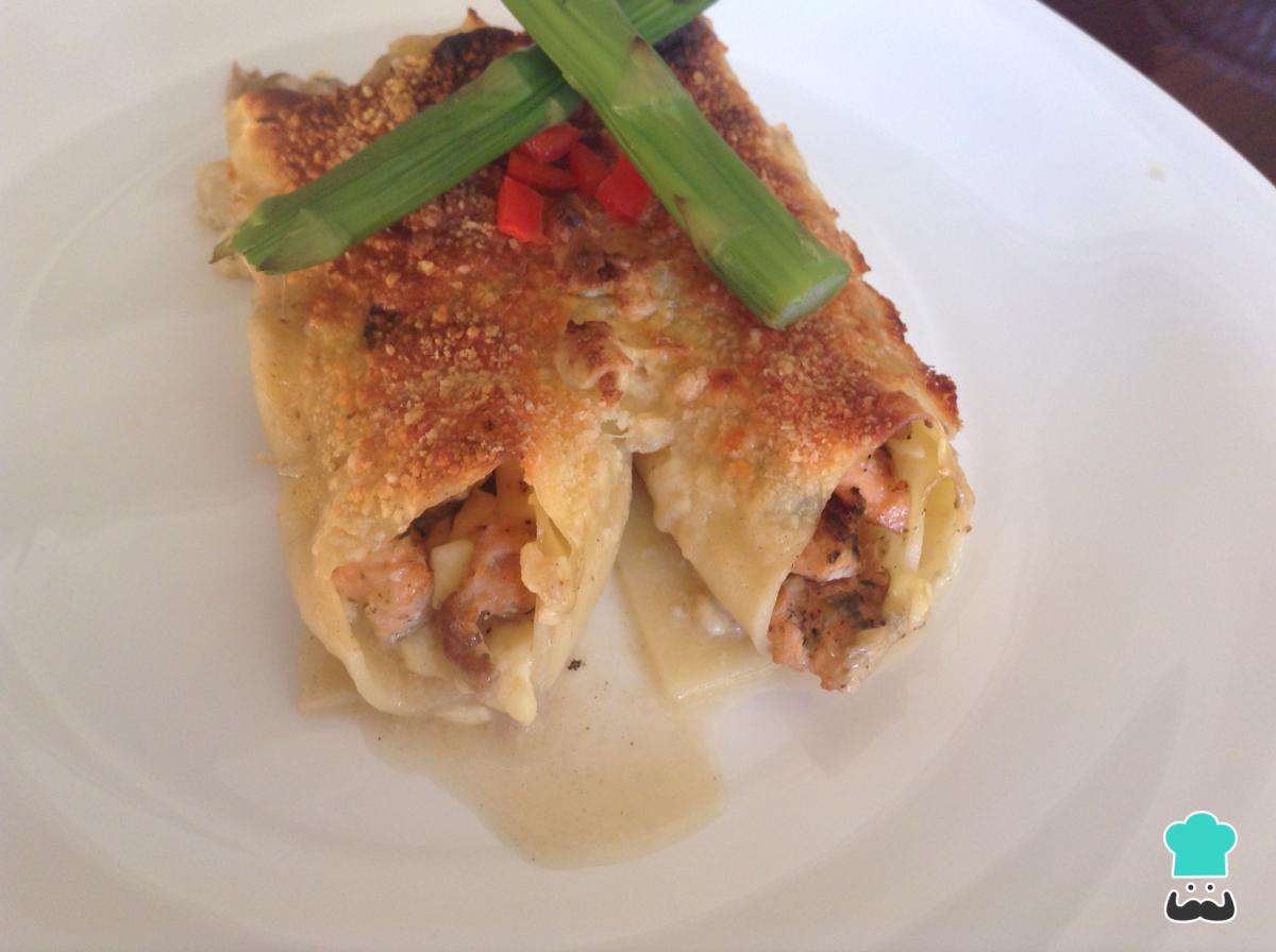 Receta de Canelones de salmón y ricotta