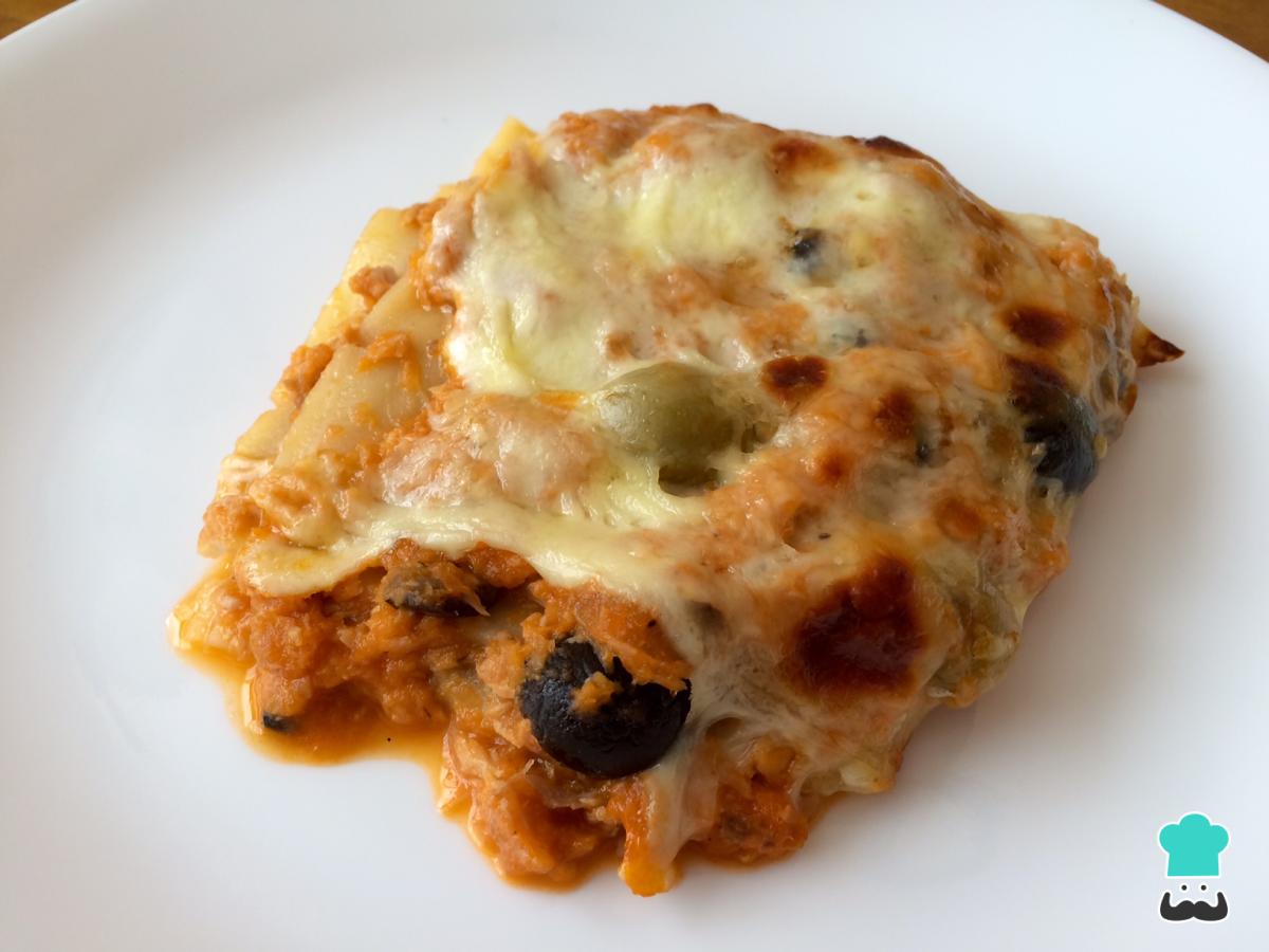 Receta de Lasaña de atún y champiñones