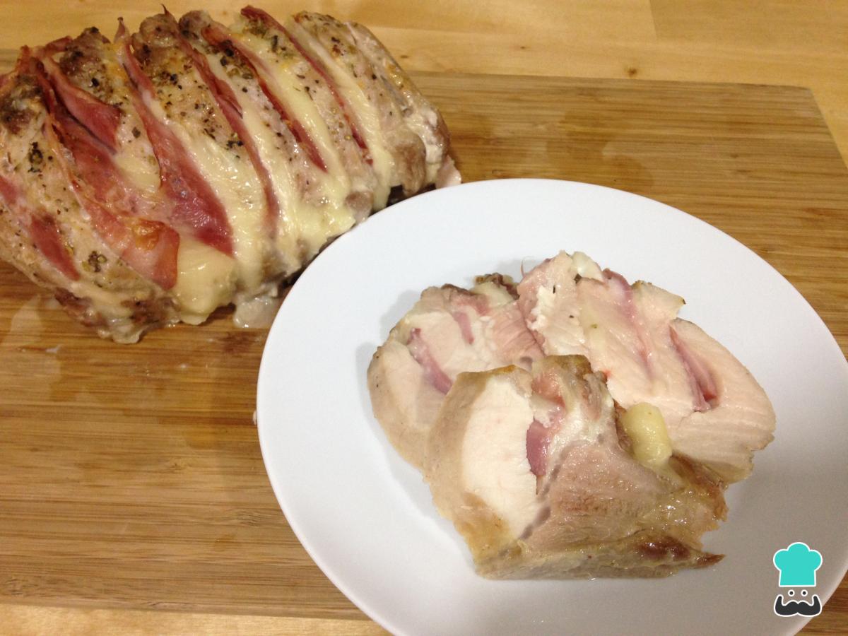 Receta de Lomo de cerdo relleno con beicon y queso