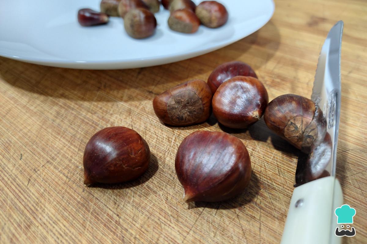 Castañas asadas al microondas