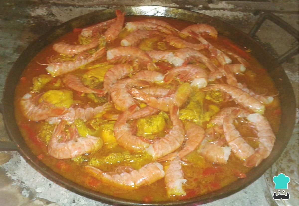 Receta de Paella con camarones