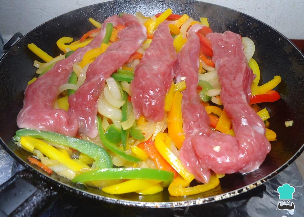 Fajitas de arrachera con pimientos Fácil