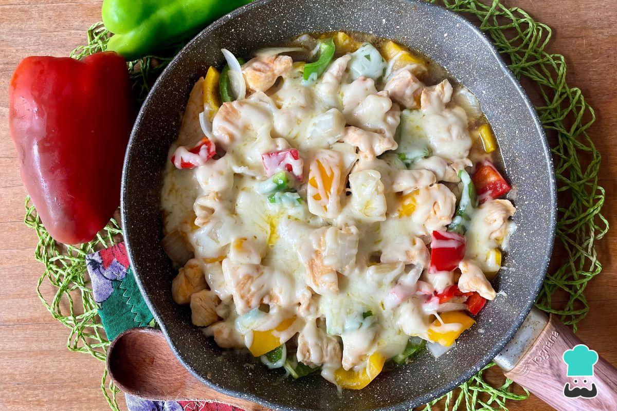 Receta de Alambre de pollo con queso
