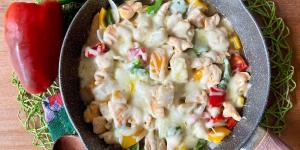 Receta de Alambre de pollo con queso