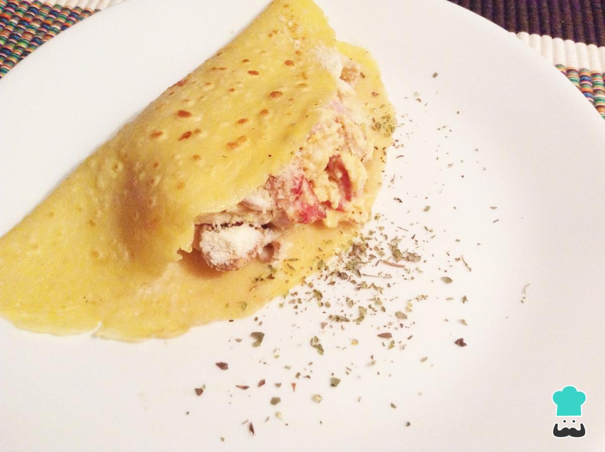 Receta de Crepes de pollo a la carbonara
