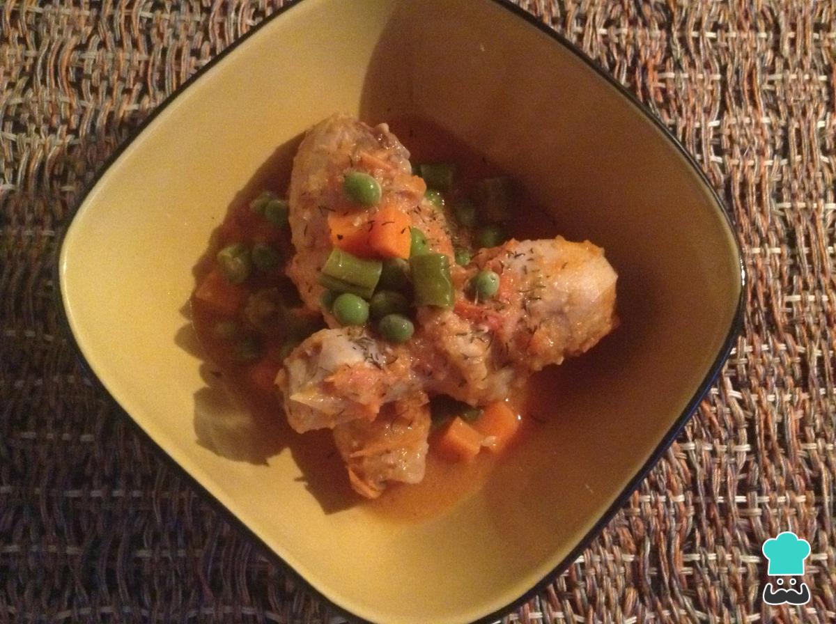 Receta de Estofado de pollo con verduras