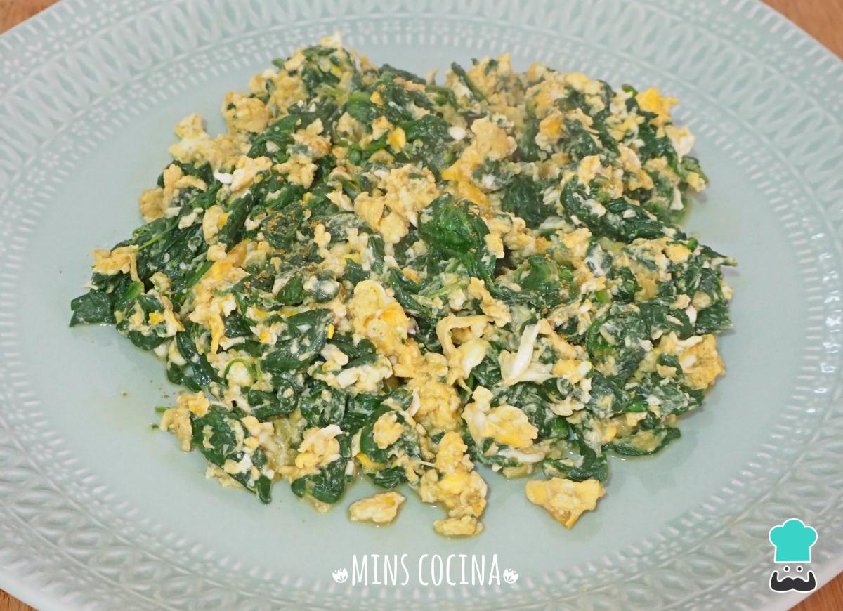 Receta de Revuelto de espinacas con huevo