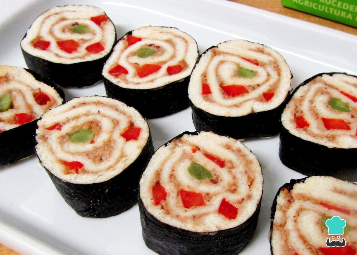 Receta de Sushi vegano con pan de molde