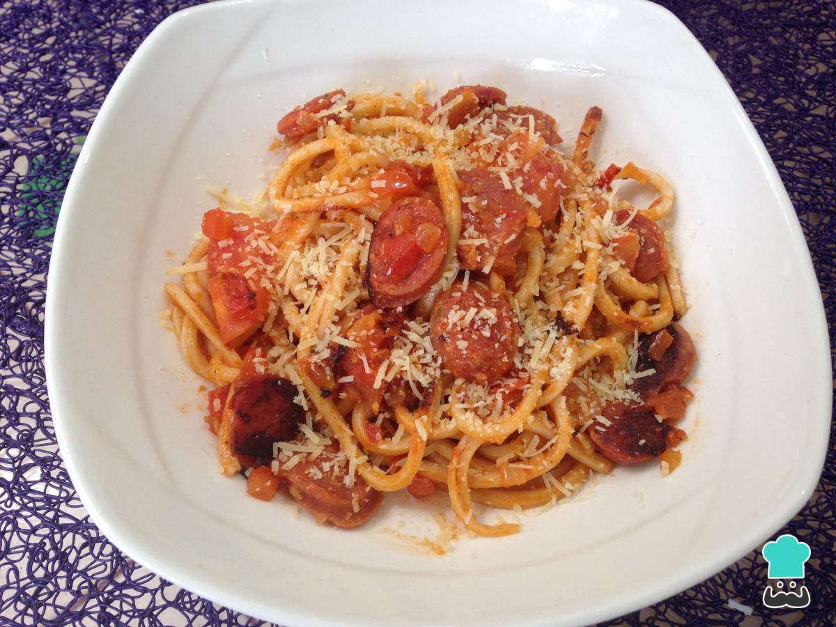 Receta de Espaguetis con chorizo