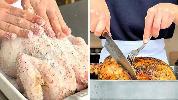 Vero Gómez, chef: “Para que el pollo al horno quede jugoso y con la piel crujiente, hay que curarlo con una mezcla de sal, azúcar y aromáticas entre 4 y 12 horas” - El truco con sal para que el pollo no quede seco empieza horas antes de meterlo en el horno