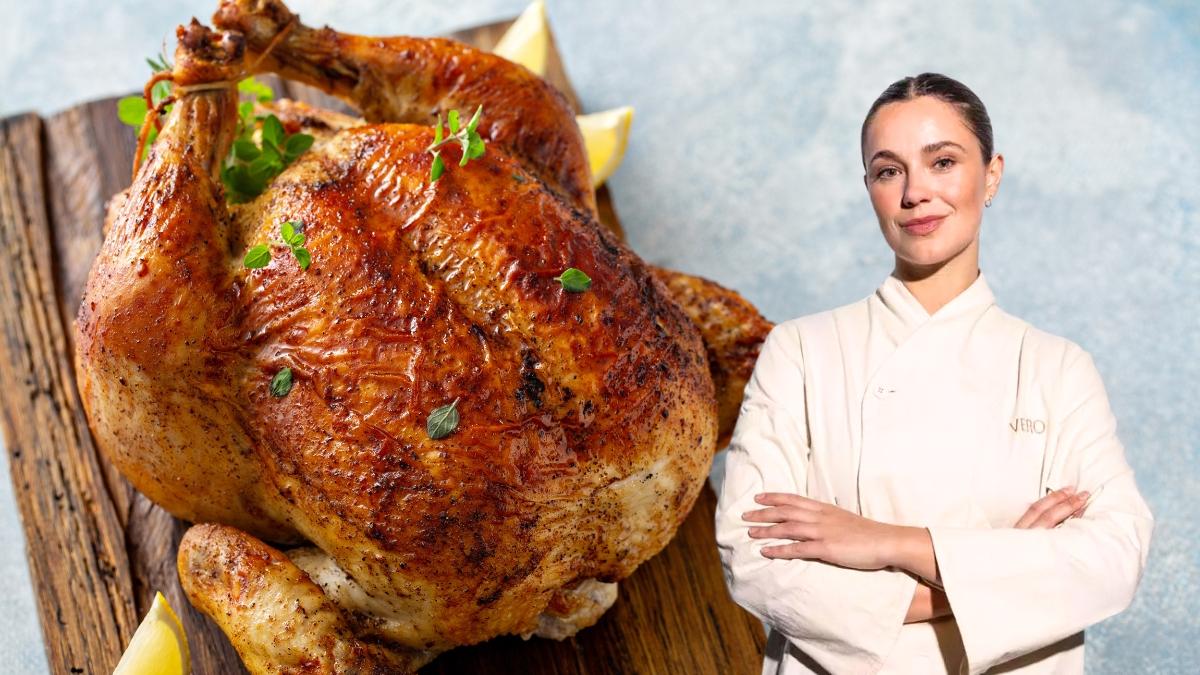Vero Gómez, chef: “Para que el pollo al horno quede jugoso y con la piel crujiente, hay que curarlo con una mezcla de sal, azúcar y aromáticas entre 4 y 12 horas”