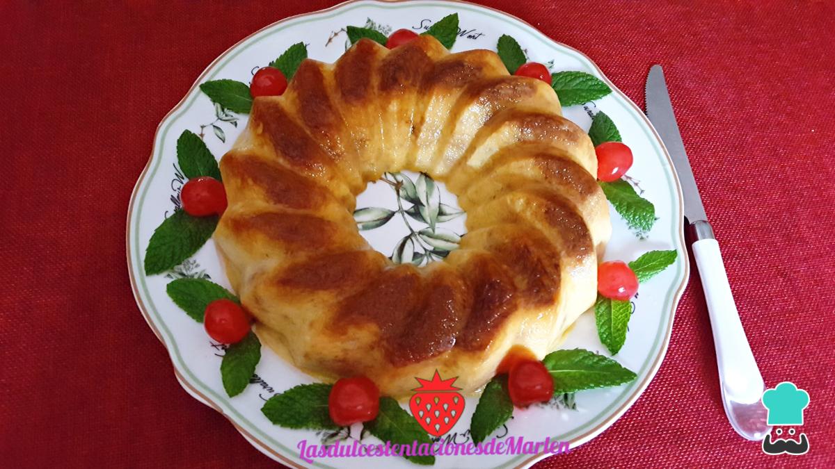 Receta de Pudin de melocotón en almíbar en microondas