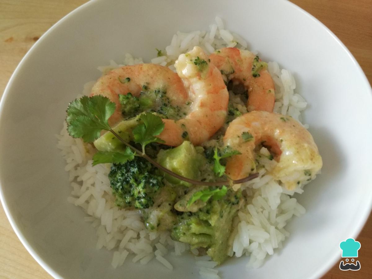 Receta de Curry verde con gambas