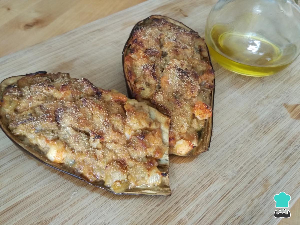 Receta de Berenjenas con atún y gambas