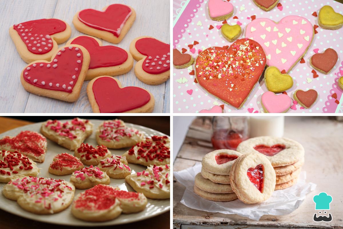 Galletas de San Valentín con forma de corazón