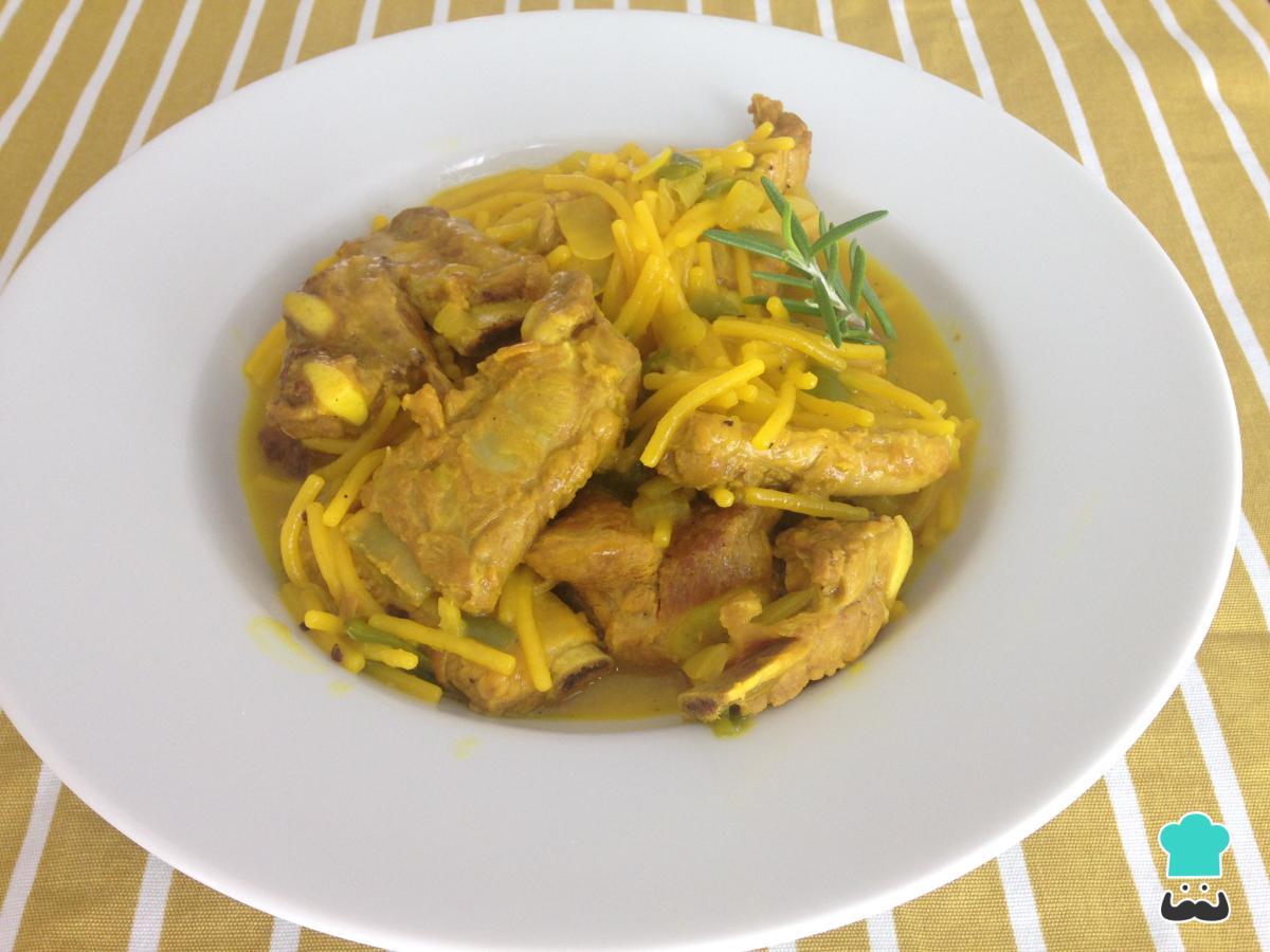 Receta de Fideos con costilla