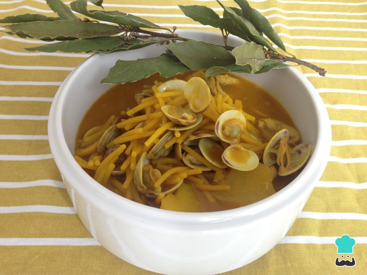 Receta de Fideos con almejas