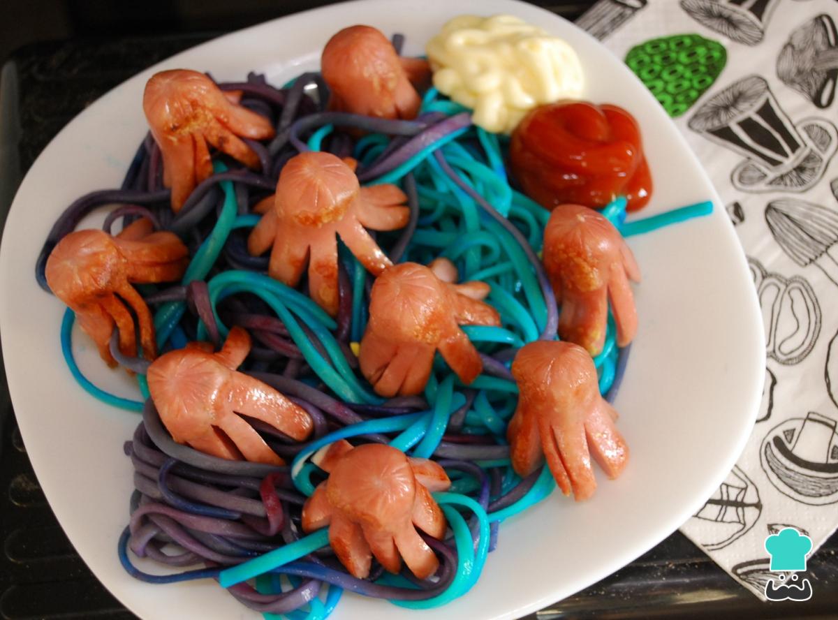 Receta de Espaguetis de colores para niños