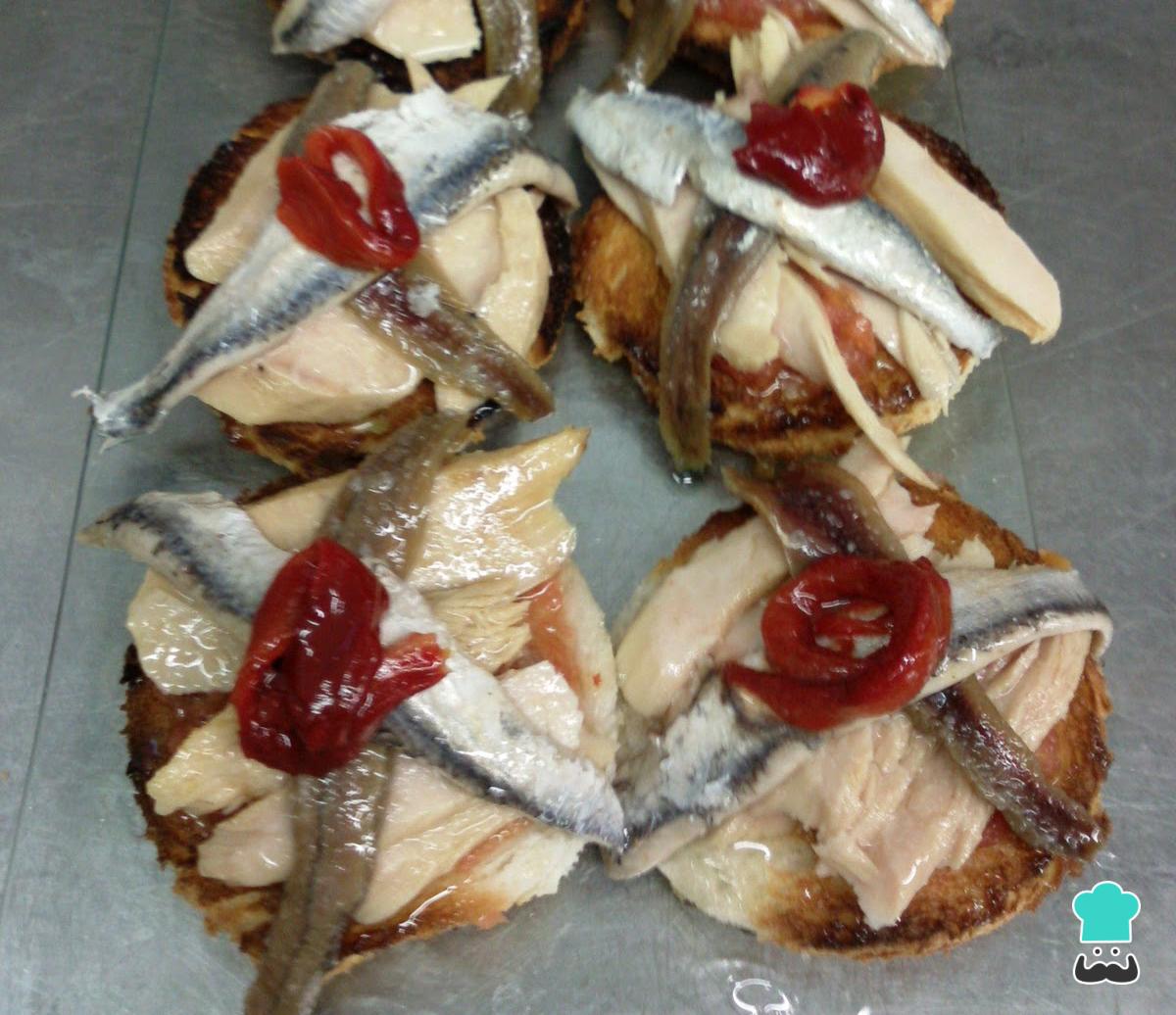 Receta de Pintxo con ventresca y anchoas