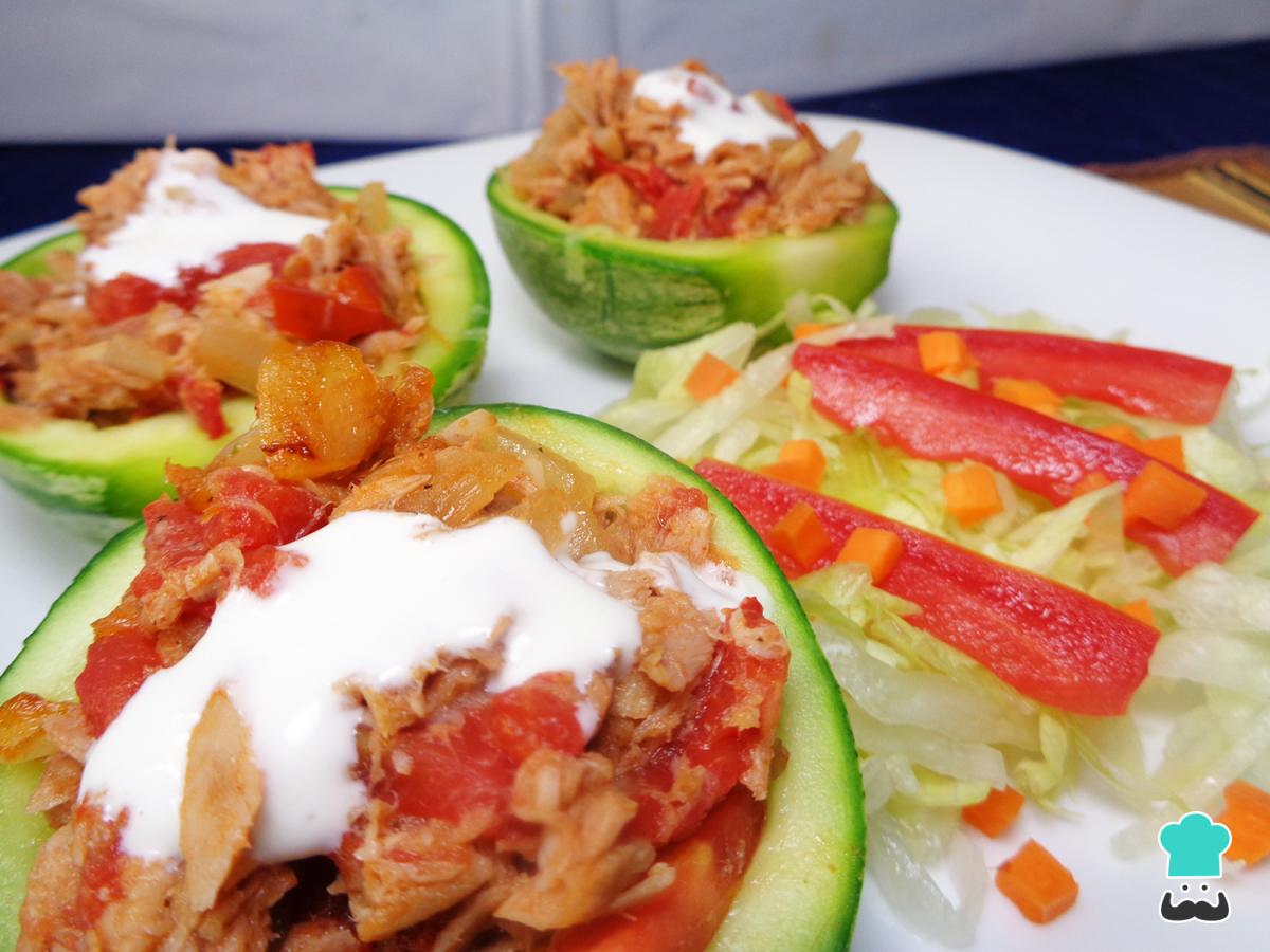 Receta de Calabacitas rellenas de atún sin horno