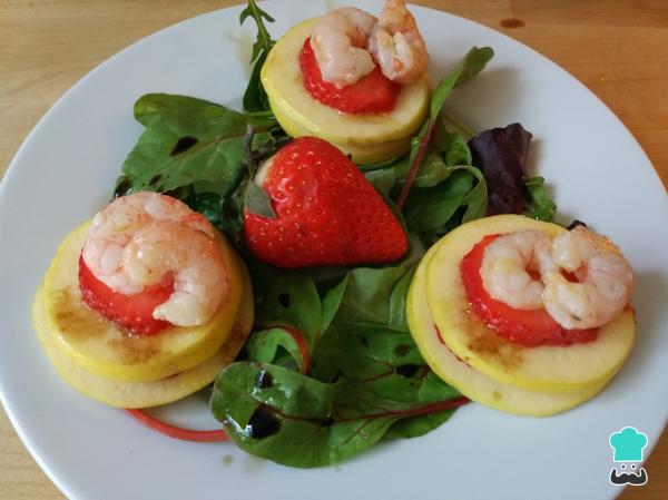 Receta de Ensalada de langostinos y fresas