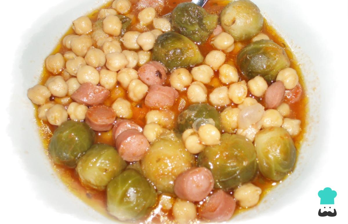 Receta de Garbanzos con coles de bruselas