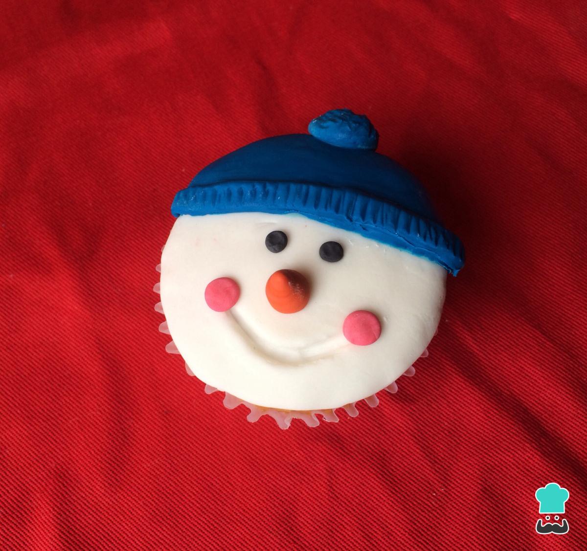Receta de Cupcake navideño de muñeco de nieve