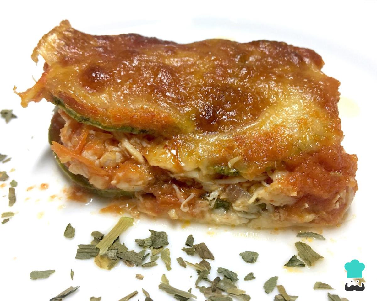 Receta de Lasaña de calabacín y pollo sin pasta