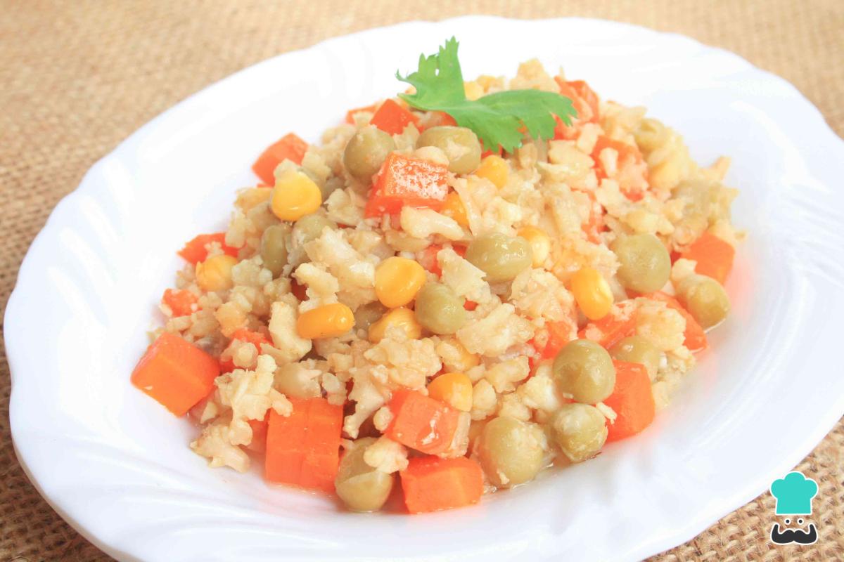 Receta de Arroz de coliflor vegano