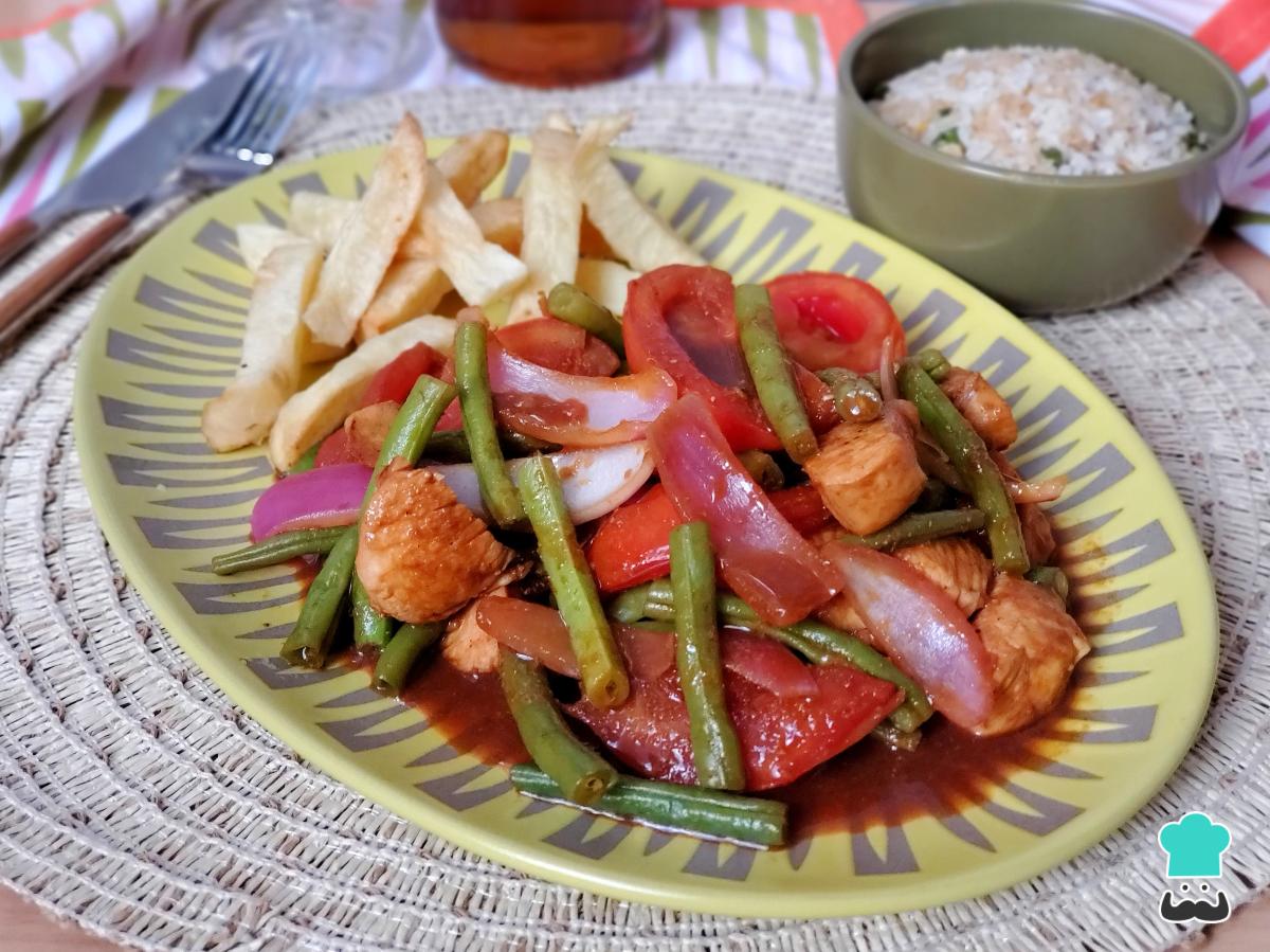 Receta de Saltado de vainita con pollo