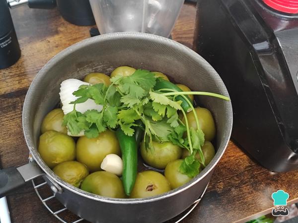 Receta de Chilaquiles verdes con bistec - Paso 3