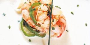 Crema Fría de Patatas con Gambas