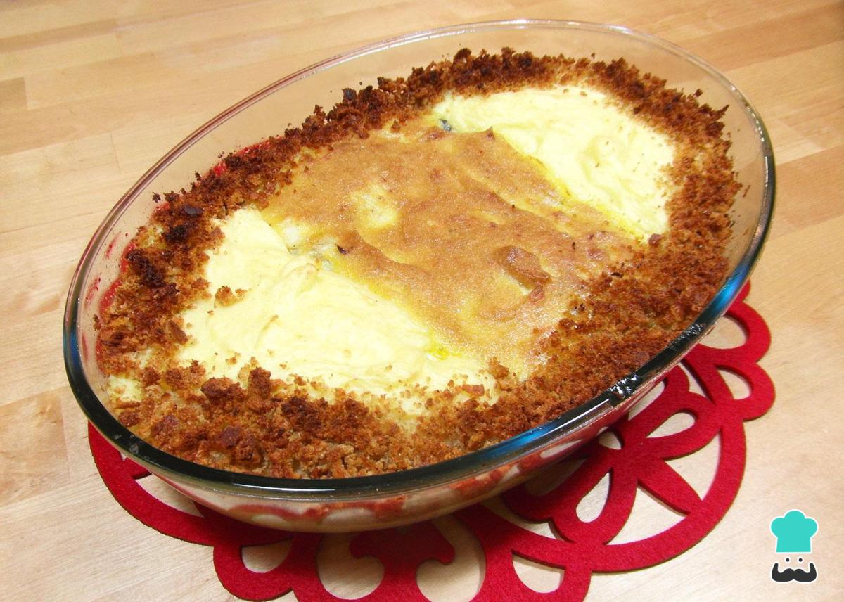 Receta de Bacalao gratinado con mayonesa y puré de patatas