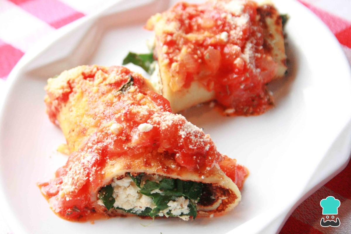 Receta de Canelones de espinaca con panqueques