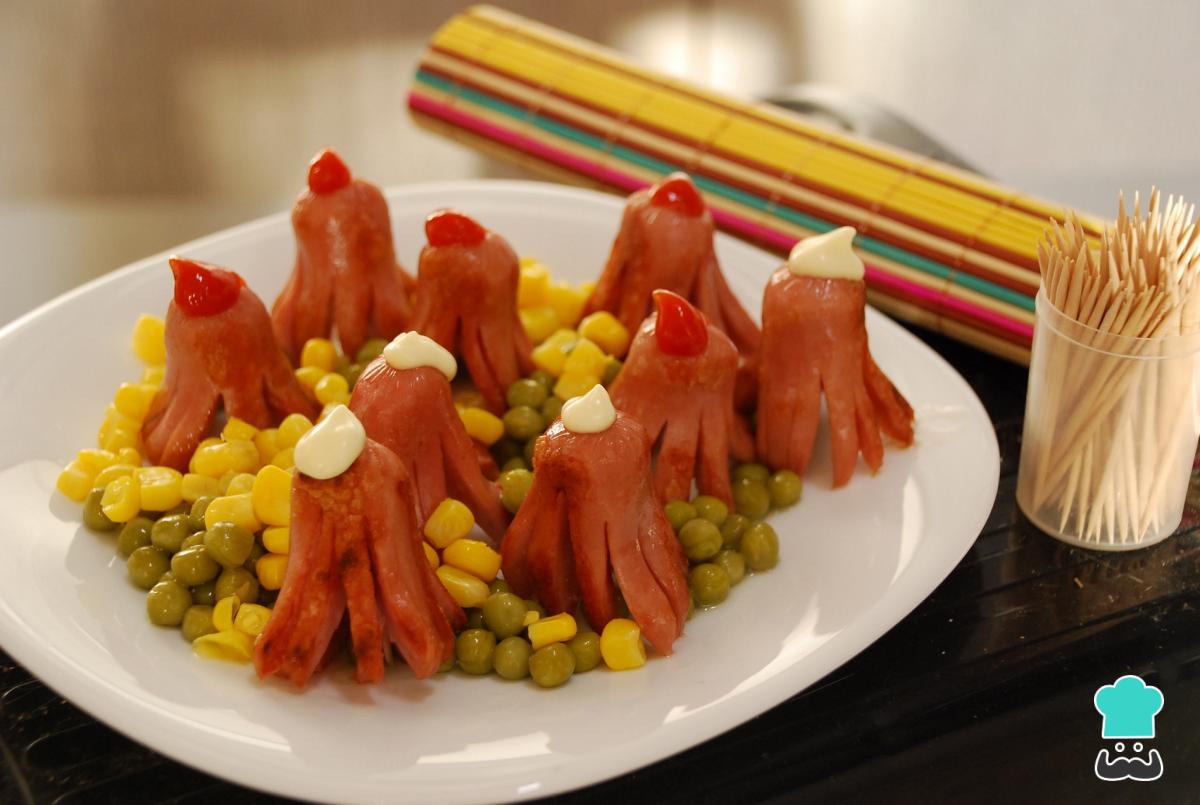 Receta de Salchichas con forma de pulpo
