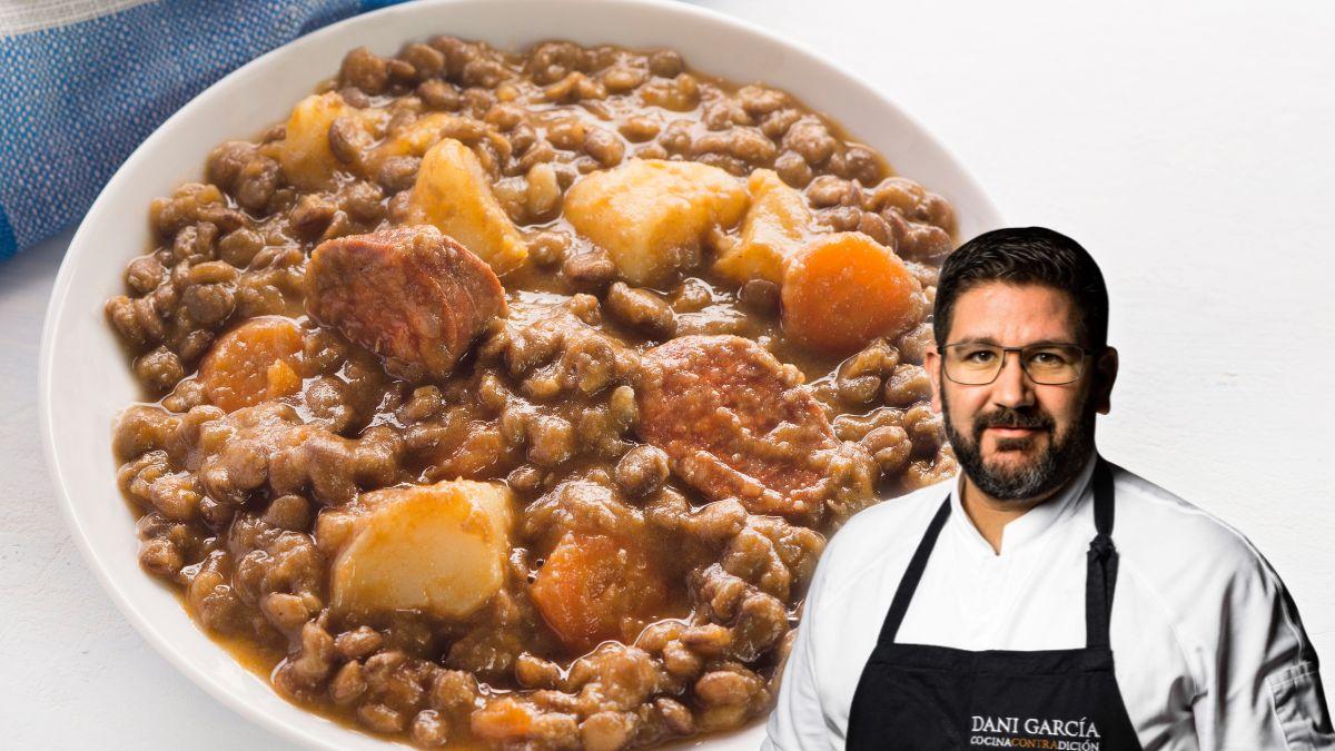 Dani García, chef: “Para que las lentejas queden más cremosas, hacemos un puré con el chorizo y la zanahoria y lo añadimos al final”