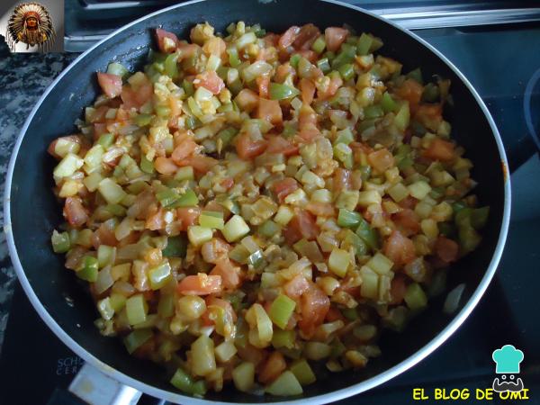 Receta de Pisto en cesta de patatas - Paso 2