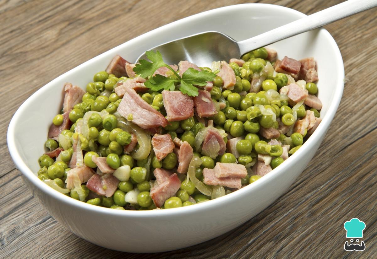 Receta de Guisantes con jamón y cebolla