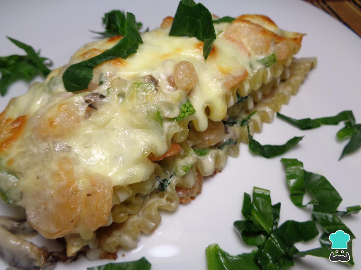 Receta de Lasaña de camarones y verduras