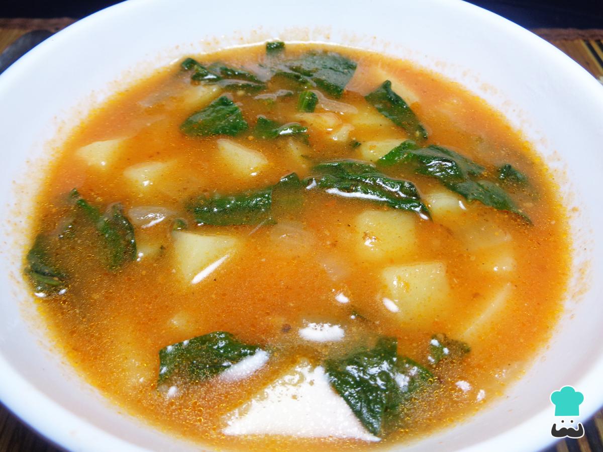 Receta de Sopa de papa con espinaca