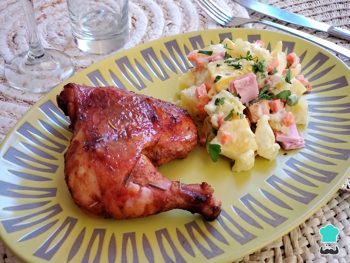Receta de Pollo al horno con ensalada blanca